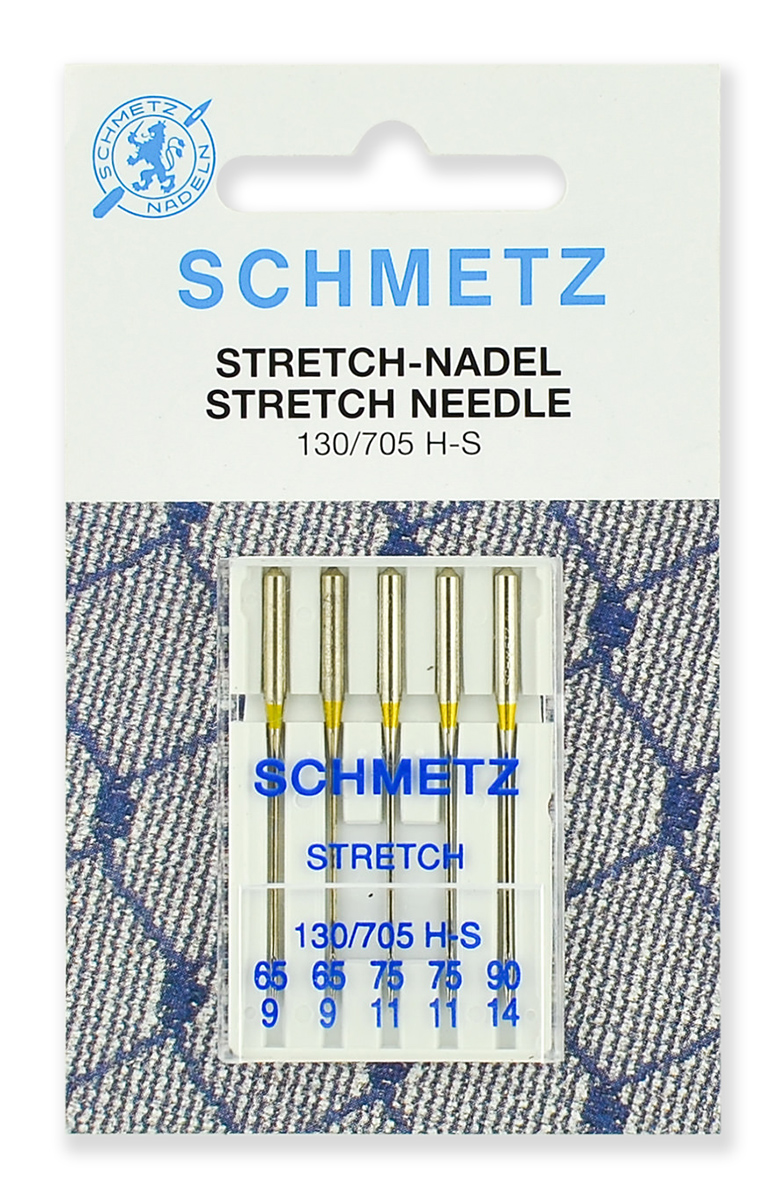 Иглы Schmetz 0702252 130/705H-S Иглы для бытовых швейных машин стрейч 5 шт  разных размеров (№65 2 шт, №75 2 шт, 90 1 шт) купить в Новосибирске по цене  385.00 руб.